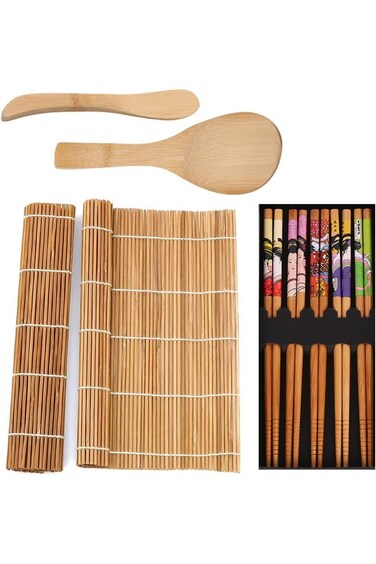 ORiTi Sushi Making Kit Set, 9 PCS Beginner Sushi Kit Including 2 Sushi Roller, 5 Pairs of Chopstick