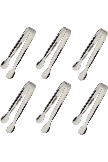 SWIUKPHE 6PCS Ice Tongs Mini Sugar Tongs, 4.25Inch Stainless Steel Small Serving Tongs, Small Kitch