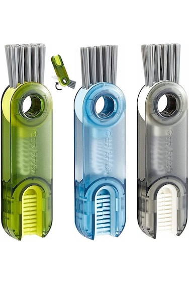 فرشاة تنظيف فجوات الزجاجات متعددة الأغراض 3 في 1 من DDMA، فرشاة غطاء كوب الزجاجة، أدوات تنظيف القش، فرشاة الكوب