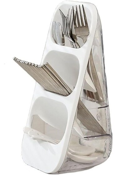 حامل أدوات المطبخ، حامل أدوات عمودي بثلاث طبقات، منظم أدوات المطبخ للطاولة، حامل أدوات