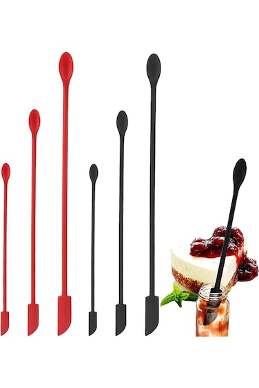 ملعقة سيليكون صغيرة، مجموعة من 6 ملاعق سيليكون صغيرة قابلة لإعادة الاستخدام ذات طرفين