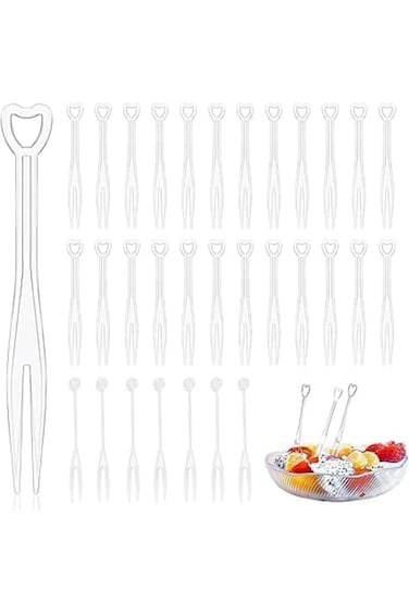 Disposable Plastic Fruit Picks, Mini Cake Forks for Tasting Appetizers, Cocktails, Desserts, Food,