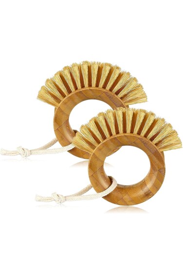 Oasisgalore 2 Pcs Vegetable Cleaning Brushes, Bamboo Potato and Fruit Scrubber Brushes, Eco-Friendl