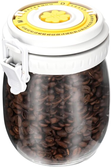 Airtight Glass Jars for Coffee Cereal Storage, Wide Mouth Glass Pickle Jar with One-way Venting Lid