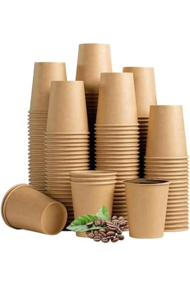 CUPZI [100 Pack] 12 oz Coffee Cups, Disposable Coffee Cups, Kraft Paper Cups, Hot Cups Unbleached f