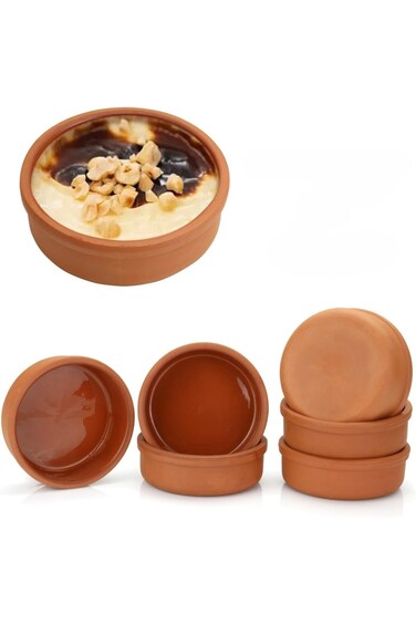 Clay Cookware Set (Set of 6)- Terracotta Cooking Pots, Bowls, Plates, and Serving Dishes - Premium