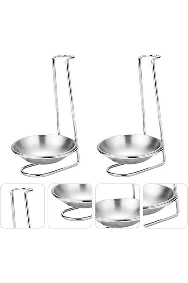 Kitchen Spoon Rest Holder, 2pcs Stainless Steel Double Ladles Holder Vertical Spoon Rack, Cooking U