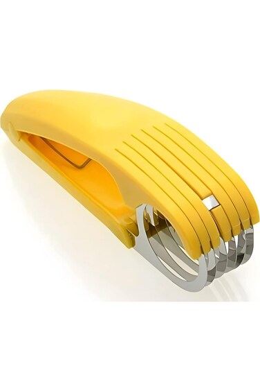 قطاعة الموز من الفولاذ المقاوم للصدأ - قطاعة سريعة وآمنة لتقطيع شرائح متساوية، مثالية لسلطات الفاكهة والوجبات الخفيفة