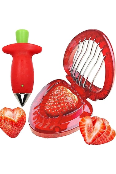 Khazna Strawberry Slicer Set Potatoes Pineapples Carrots, Fruit and Vegetable Picker Tools, Stainle