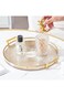 Qiccijoo Serving Trays with Handles Home Decorative Coffee Table Round Tray Ottoman Tray Acrylic Fo