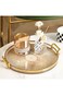 Qiccijoo Serving Trays with Handles Home Decorative Coffee Table Round Tray Ottoman Tray Acrylic Fo