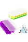 Showay Honeycomb Reusable Ice Cubes Tray, Bundle (Pack of 3 - Yellow, Green and Purple), Silicone S
