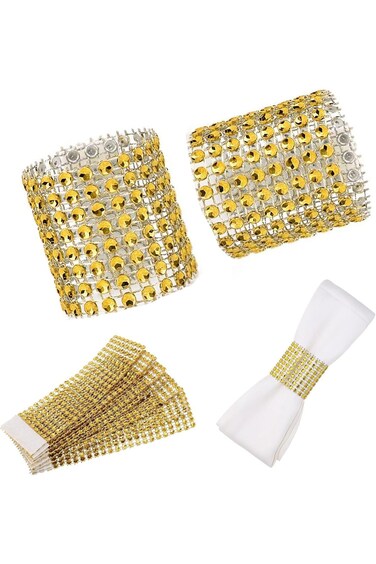 Duomama Gold Plastic Napkin Rings - Pack of 30   Elegant Napkin Holders for Weddings, Parties, Dinn