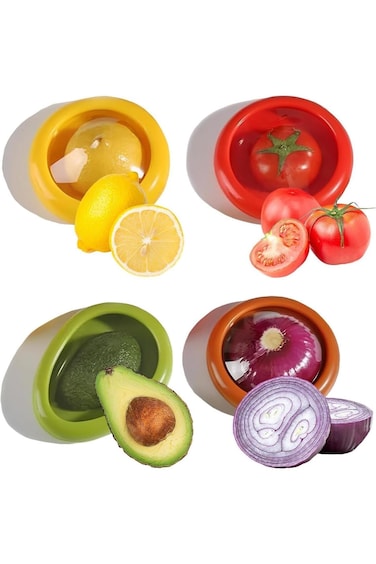 ALMEKAQUZ 4PCS Silicone Fruit Organizer,Fruit and Vegetable Antioxidant Organizer,Silicone Fruit Or