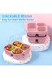 ABIN Snack Boxes (3 Pack) - Stackable Bento Boxes with 3 Compartments, Meal Prep Containers Reusabl