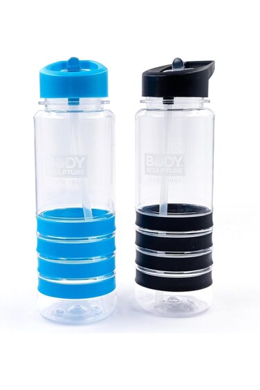 زجاجات مياه رياضية من Leikefitness خالية من مادة BPA، زجاجة بلاستيكية مانعة للتسرب، حجمها محدد بعلامة مريحة