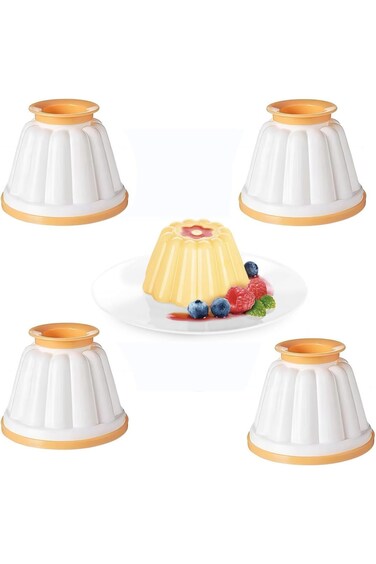 LEBKFT 4 Pcs Panna Cotta Moulds with Lid - Traditional Jelly Moulds &amp; Mini Pudding Basins - Non Sti