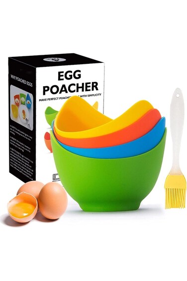 AYF Egg Poacher Cups (4 Pack) for Perfect Poached Eggs &ndash; Premium Silicone Egg Poachers BPA-Free Poa
