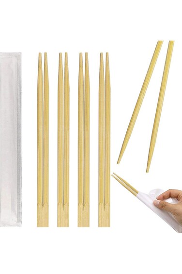Bamboo Wooden Chopsticks Pack of 100 pairs, Individually Paper wrapped 23cm/ premium Quality/ High