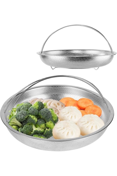 NALACAL Steamer Basket for Cooking, 2 Size Set of Stainless Steel Vegetable Steamer Basket with Han