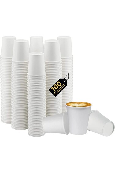 Smygoods 4oz. White Paper Hot Cups, Disposable Paper Cups, Espresso Cups, 100 Count