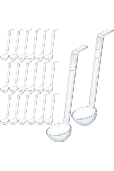 Excefore 20 Pcs 1 oz Plastic Small Ladles with 7 Inches Long Acrylic Handle, Mini Ladle for Serving