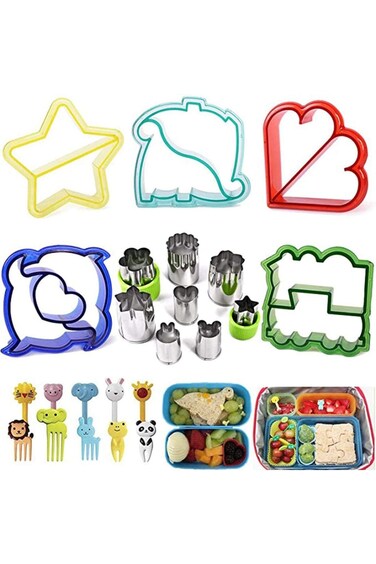 Sandwich Cutters Set, 23Pcs for Children Vegetables Fruits Cutter, 5Pcs Sandwich Cutters Dinosaur D