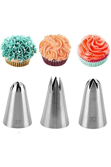 BHjoybeauty Large Icing Piping Tips,1M 2D 2F Cake Cupcake Decorating Tip Set Kit,Star Drop Flower R