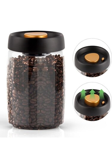 TRASSLE Vacuum Coffee Canister Mason Jar, 900ml Airtight Food Storage Overnight Oats Containers wit