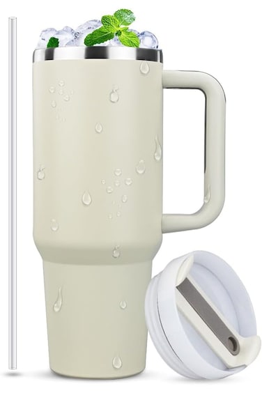 زجاجة مياه أوكسايتيه 40 أونصة مفرغة من الهواء مع ماصة وكوب قهوة من الفولاذ المقاوم للصدأ بارد وساخن