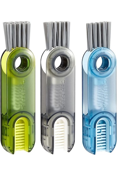 مجموعة فرشاة تنظيف أغطية الأكواب 3 في 1، فرشاة تنظيف الشقوق متعددة الوظائف، تفاصيل غطاء كوب الزجاجة الصغيرة