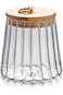 Tazweeq Small Glass Coffee Nuts Canister, Clear Airtight Storage Jar with Bamboo Lid, Food Storage