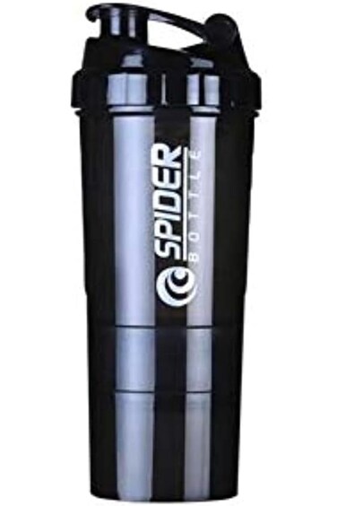 Protein Shaker Bottle 20 oz Shake Mixer Bottle with Storage, 500ml Gym Water Bottle Mixer for Quick