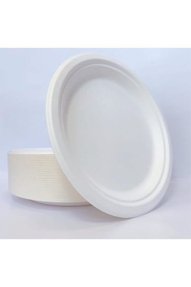 أطباق ورقية للاستخدام مرة واحدة من Elvyagod، مقاس 9 بوصات، 50 قطعة، أطباق عشاء قابلة للتحلل الطبيعي، ساخنة أو باردة