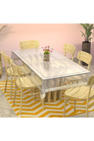 Kuber Industries Dining Table cover 6 Seater Table Cloth Table Cover for Home, Restaurant (Silver L