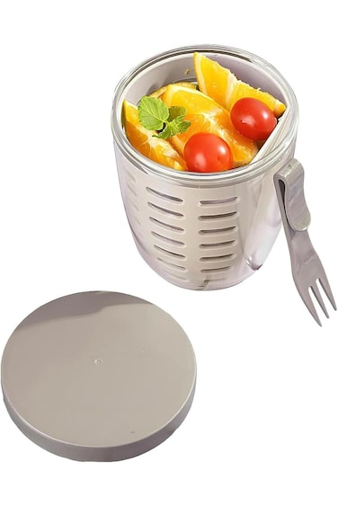 أكواب فواكه محمولة من تزوييق، حاويات تخزين طعام بأغطية وشوكة، حاويات شوفان للاستخدام طوال الليل،