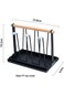 Cup Drying Rack, Mugs Organizer, Metal Bottle Drying Organizer with Drain Tray, Wood Handle, 6 Sili