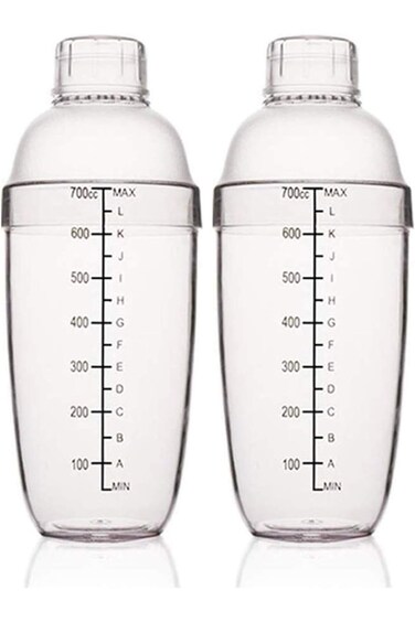 SupWolf 2 Pcs Plastic Cocktail Shaker, 24oz Martini Shaker Bar Shaker, Drink Mixer Hand Shaker Cup