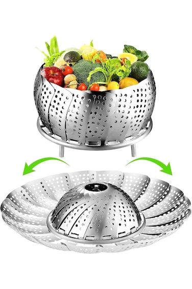 ALMEKAQUZ Steamer Basket Stainless Steel Vegetable Steamer,Vegetable Steamer Basket for Cooking, Fo
