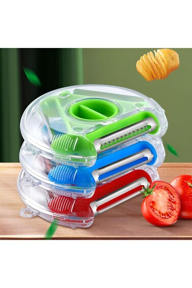 Kitty 3 IN 1 Rotary Round Vegetable Fruit Peeler Tool Multi- Functional Magic Trio Fruit Peeler Wit