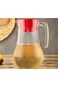 Portal AE Glass Pitcher with Red Lid &ndash; Clear Jug with Handle for Hot &amp; Cold Beverages