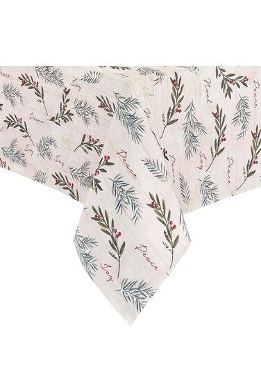 Elrene Home Fashions Holiday Tree Trimmings Fabric Tablecloth, Christmas Tablecloth, 52"X70", Oblon