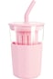 NALACAL Purple Glass Tumbler with Straw and Lid, Glass Water Bottles with Silicone Sleeve, Reusable