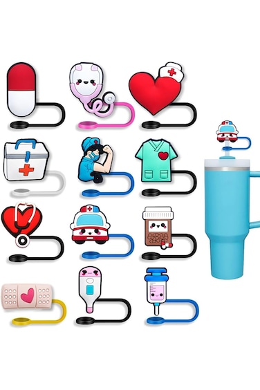 Khazna Nursing Straw Covers Cap 12 Pcs for Stanley Cup 30&amp;40 Oz, Tumbler, Water Bottle Silicone Str