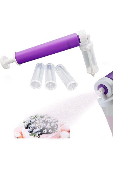 ELECDON بخاخ هواء يدوي لتزيين الكعك، أدوات خبز DIY مع 4 قطع من أنبوب رذاذ الكيك للمطبخ