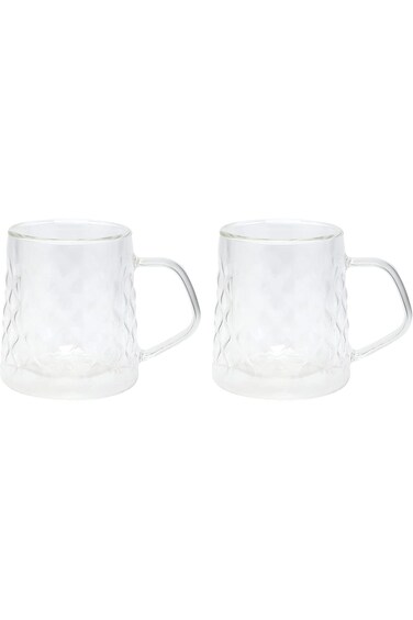 كوب زجاجي مزدوج الجدار من تراست برو، قطعتين، 200 مل، شفاف