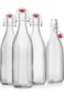 (3 Pack) Glass Water Bottle with Flip Lid   Plain Clear Glass Bottles, Leak Proof Bottle for Storin
