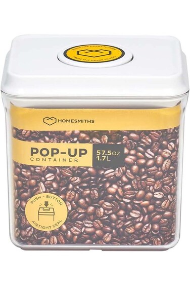 Homesmiths Airtight 1.7 Liter Rectangle Food Popup Container, Kitchen &amp; Pantry Organization, Plasti