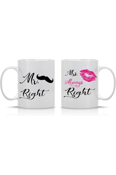 Mr. Right &amp; Mrs. Always Right Couples Mug - Funny Couple Mug (2) 11OZ Coffee Mug Set Mugs For Husba