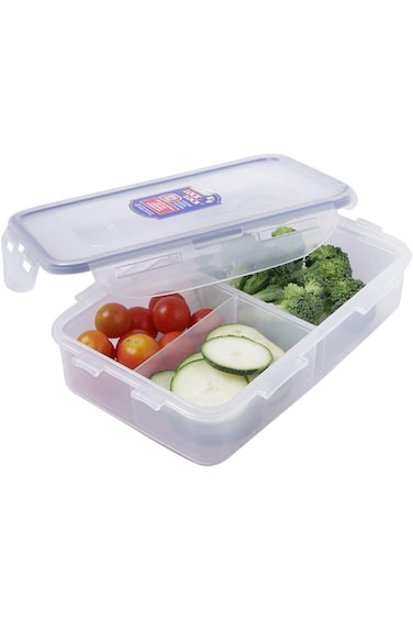 LocknLock HPL816C Airtight Food Storage Container with Removable Divider, 3.38 Cup, Rectangle, Plas